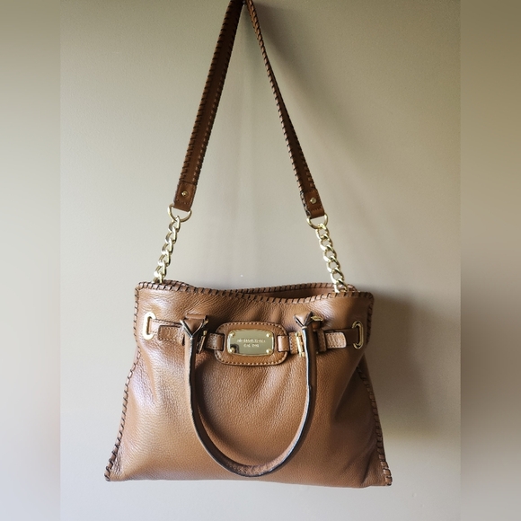 Michael Kors Hamilton Large Brown Leather Satchel/Crossbody EUC - GORGEOUS BAG - Picture 1 of 4